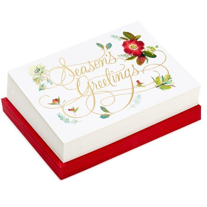 Cartes de voeux - HALLMARK - 5XPX1021 - Lot de 40 - Motif floral - Multicolore