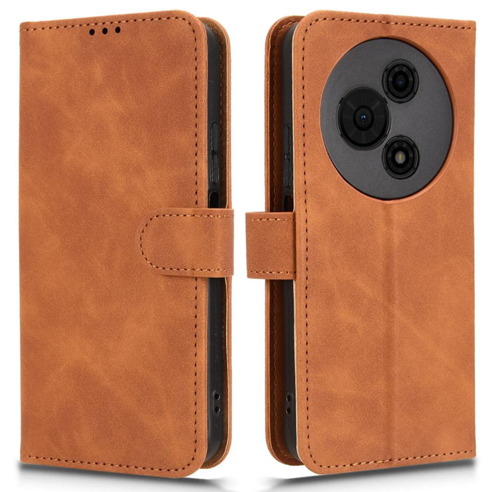 

Для TCL 605 4G Кожаный чехол с эффектом кожи Противоударный Чехол-кошелек Книжка для телефона Brown