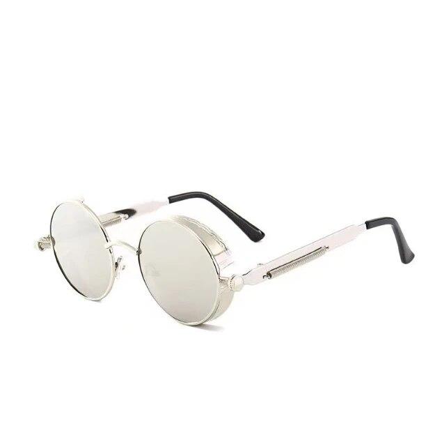 

Retro Classic Steampunk Style Round Sunglasses for Men Women Brand Designer Punk Round Metal Frame Black Lens Sun Glasses