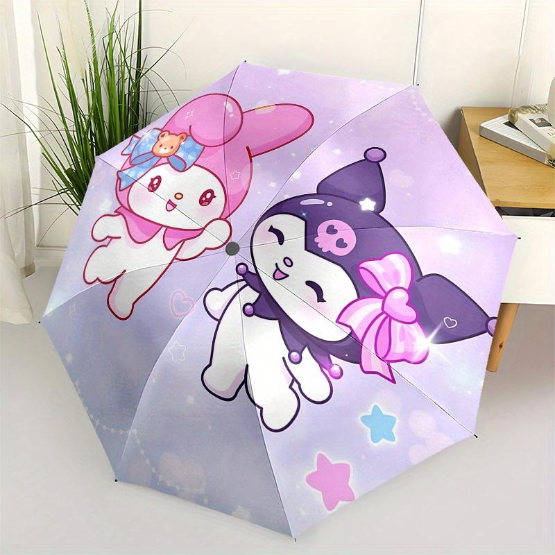 

My Melody, Kuromi Automatic Open/Close Umbrella-Cute Umbrella with Cute Design, Portable 3-Fold Compact Umbrella for Men & Women, Halloween