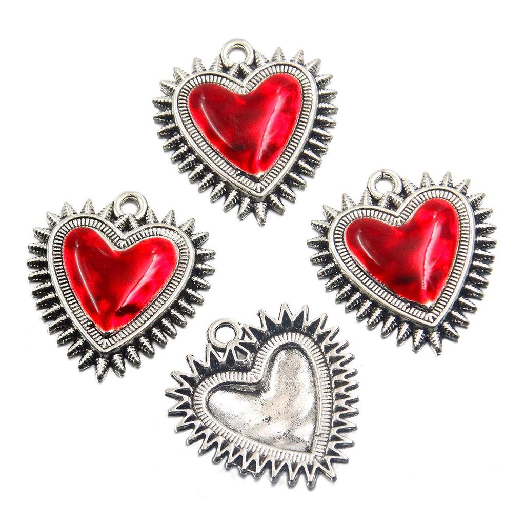 25x27mm Retro Gothic Heart Drip Oil Pendant for DIY Bracelet and Necklace Jewelry