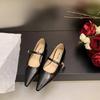 Fashion Flat Shoes for Women 2025 Spring and Autumn Silver Flat Mary Jane Shoes French Pointed Toe Plus Size Women's Shoes 42 43 44