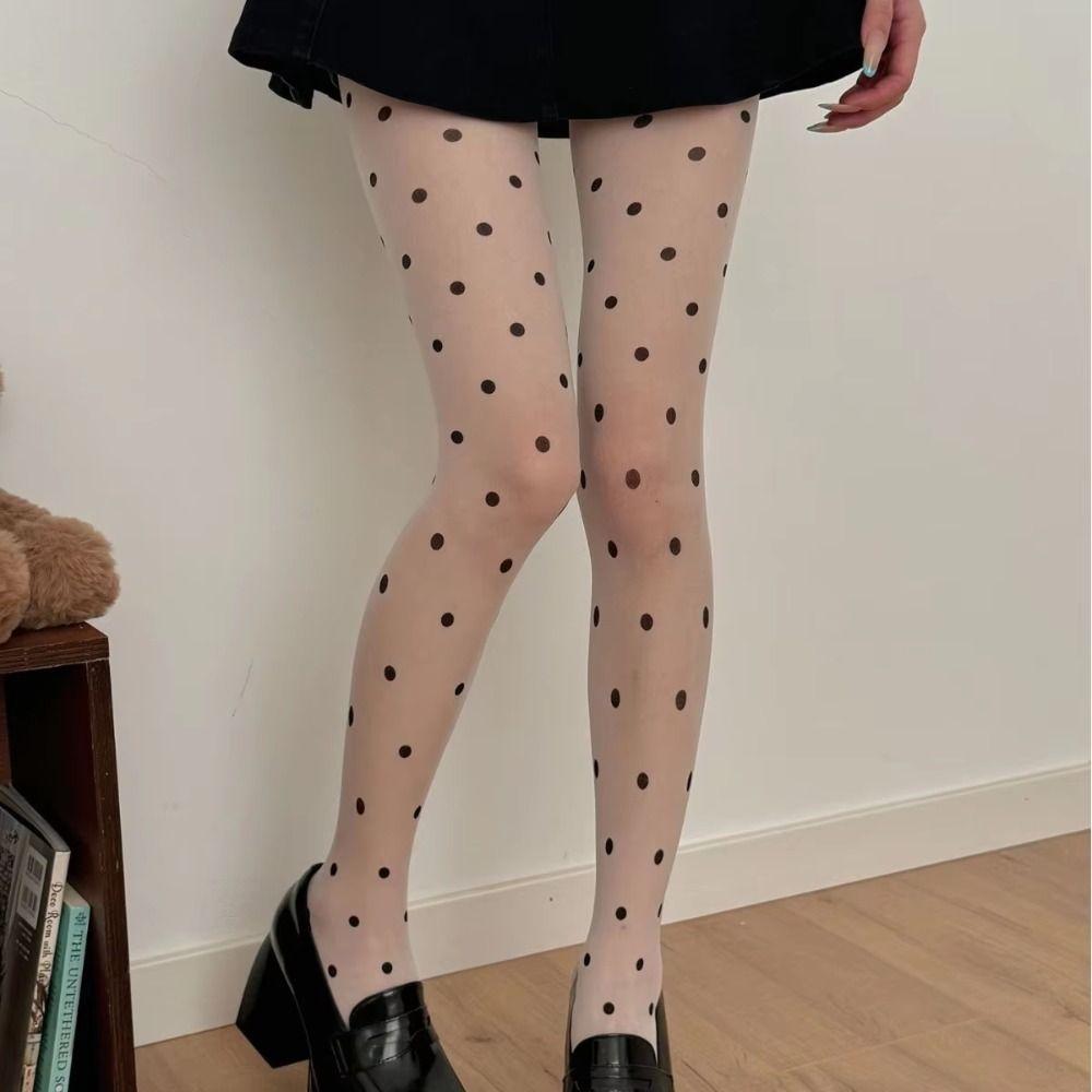Thin Women Pantyhose Elastic Dot Sheer Tights Sexy Polka Dot Silk Stockings  Women Lingerie