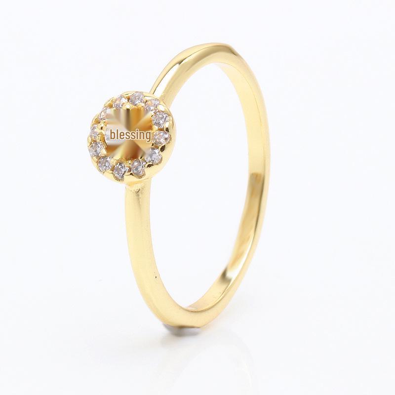 Pans PAVÉ Mikro-Set Halo Goldring - Klassisches Rundes Design, Perfektes Weihnachtsgeschenk für Frauen