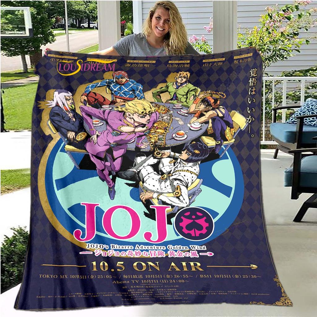 Jojo's Bizarre Adventure 3D Printed Flannel Blanket Bed Throw Soft Cartoon Printed Bedspread Bedspread Sofa Blanket