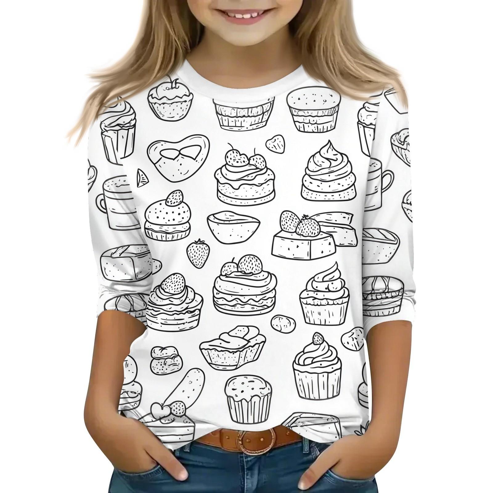 

Детские топы с рукавами 3/4, футболка с принтом, круглый вырез, пуловер, блузка, детские раскрашенные вручную цветные топы 130 тёмно-синий