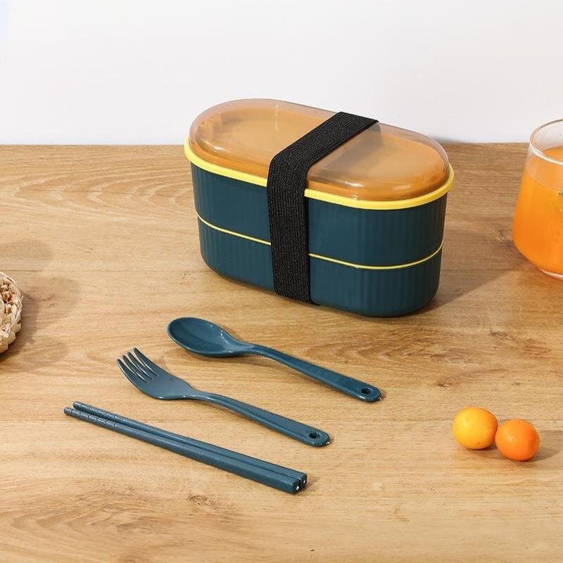 Double-Layer Lunch Box Lunch Box Food Storage Container Fresh-Keeping Box Microwave Tableware Lunch Box