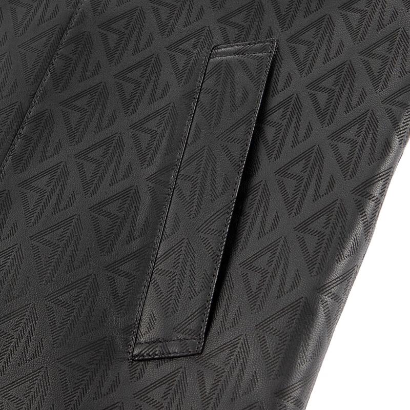 Septwolves Men's Sheepskin Embossed Leather Jacket