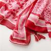 Fresh Cotton Linen Sun Protection Shawl: Red Flower Tassel Silk Scarf for Spring/Summer Travel