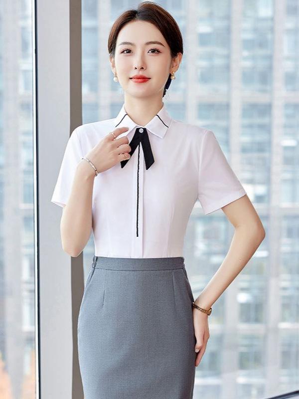 Women's Short Sleeve White Shirt for Work and Interviews - New Spring Arrival