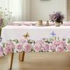 Frühlingsrosa Rosenblumen Leinentischdecke Hochzeitsfeierdeko Saisonal Floral Schmetterling Tischdecken Muttertagsdekorationen