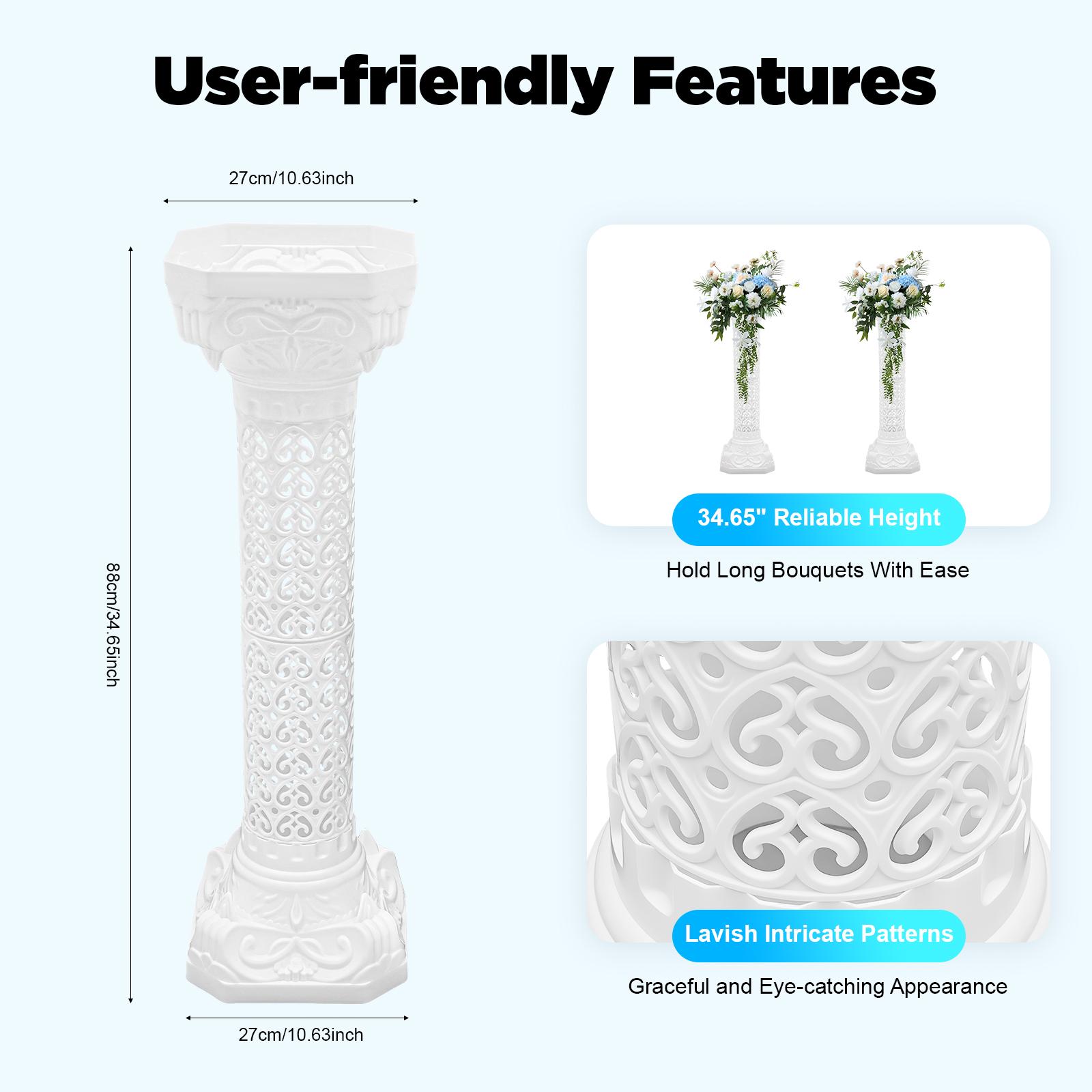 

Wedding Roman Column,2 Pcs Landscaping Pillar,34.65 Height 110.23 lbs Detachable European Style for Decorating Gardens,Patios United States