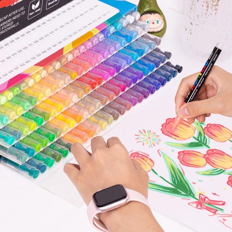 Pack Of 5/10 Acrylic Marker Replacements Brush Tip 1mm-5mm Line Wide Liquid Acrylic Paint Pen Brush Tip For Art Painting