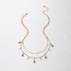 Simple and Stylish Green Diamond-encrusted Water Drop Necklace Alloy Chain Water Diamond Neck Chain