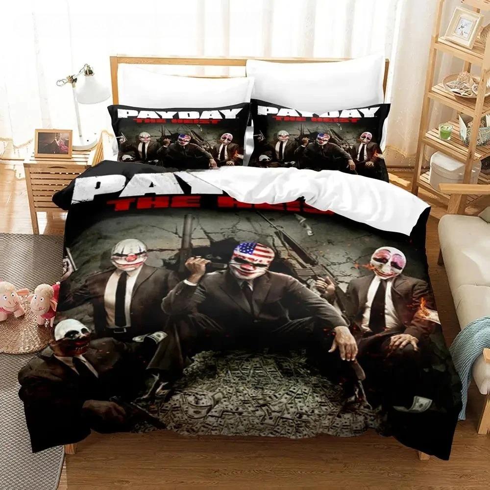 Game Payday Bedding Set Single Twin Full Queen King Size Bed Set Adult Boys Bedroom Duvet cover Sets Hip Hop Clown Anime Bed