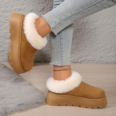 Bottes de Neige Chaudes d'Hiver Épaisses en Peluche pour Femmes Grande Taille 36-43 Antidérapantes Chaussures Rembourrées en Coton Femme Bottes de Cheville à Plateforme en Fausse Fourrure