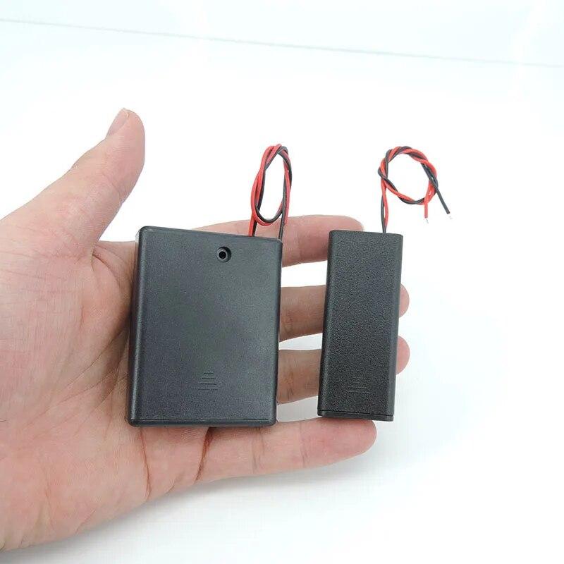 Negru cu 2 4 sloturi pentru suport pentru baterii AAA Cutie 2xAAA 4XAAA 3v 6v 1.5v Cabluri ON/OFF Capac comutator Container standard pentru baterie