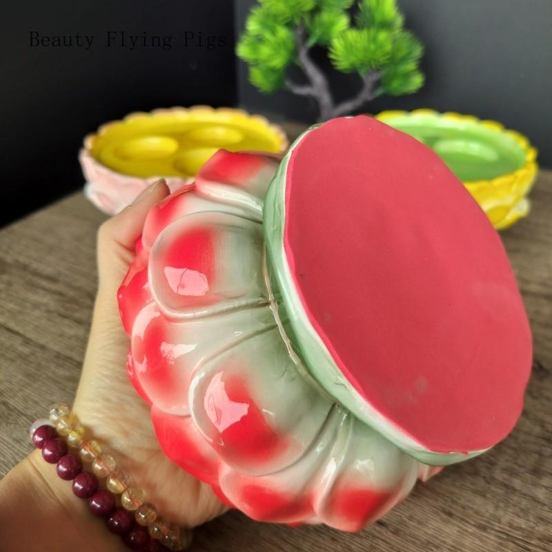 1PCS Ceramic Lotus Samsung Lamp Holder Household Candle Holder Lamp Disc Three Hole Lamp Holder