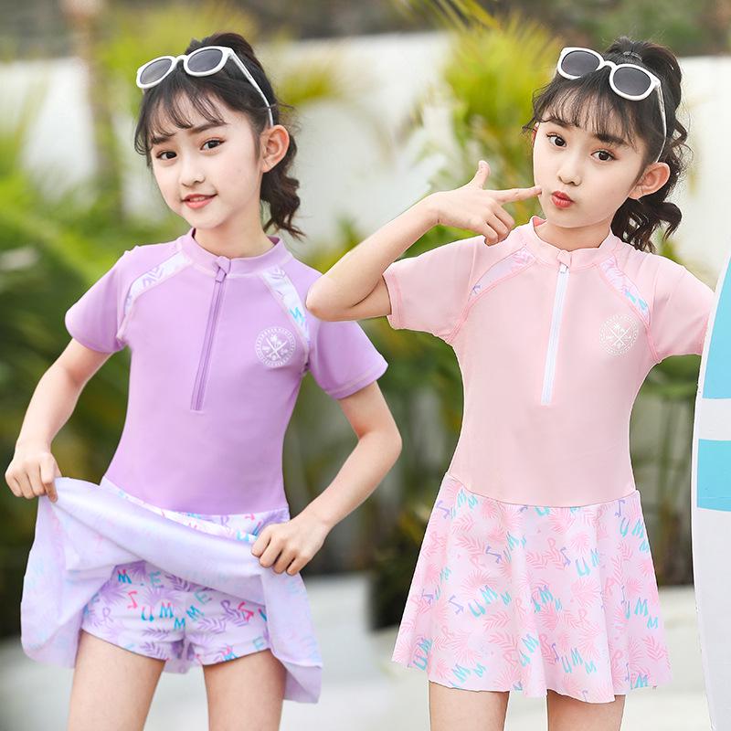 

2025 New Style Little Princess Swimsuit for Girls, Big Kids, Age 10 2XL розовый