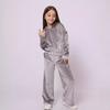 2026 Fall Winter Girls Velour Track Suit 2 Piece Set Casual Hoodie Sweatshirt Kids Warm Athletic Outfit