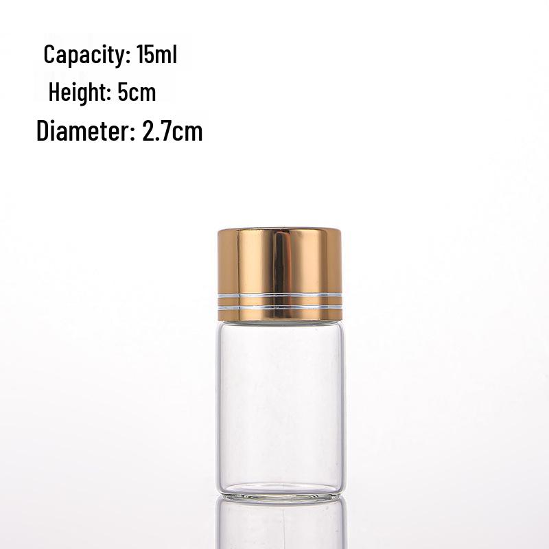 Gold Line 27mm Screw Cap Glass Vial - Sealed Saffron Storage Bottle with Aluminum Cap