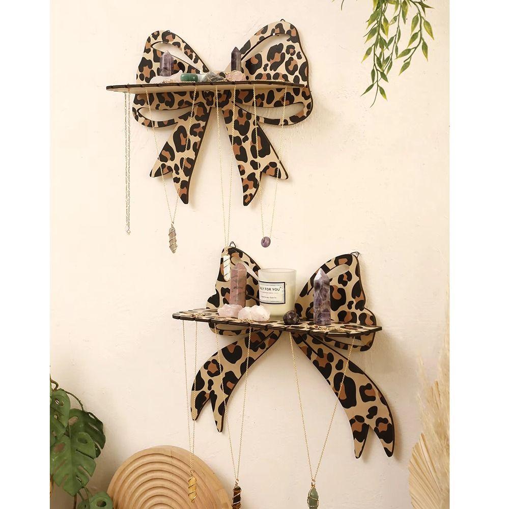 INS Leopard Bow Wall Shelf Wall Mounted Floating Storage Stand Hanging Jewelry Organizers Office