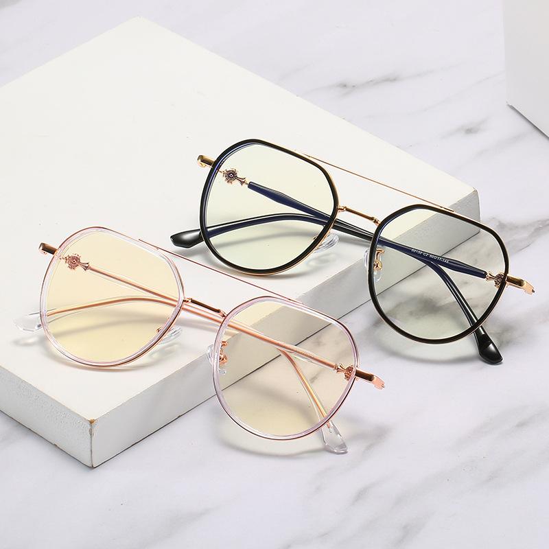 Plain Square Glasses Frame Tr90 Metal Mixed Myopia Glasses Frame Multilateral Anti-Blue Light Glasses Women