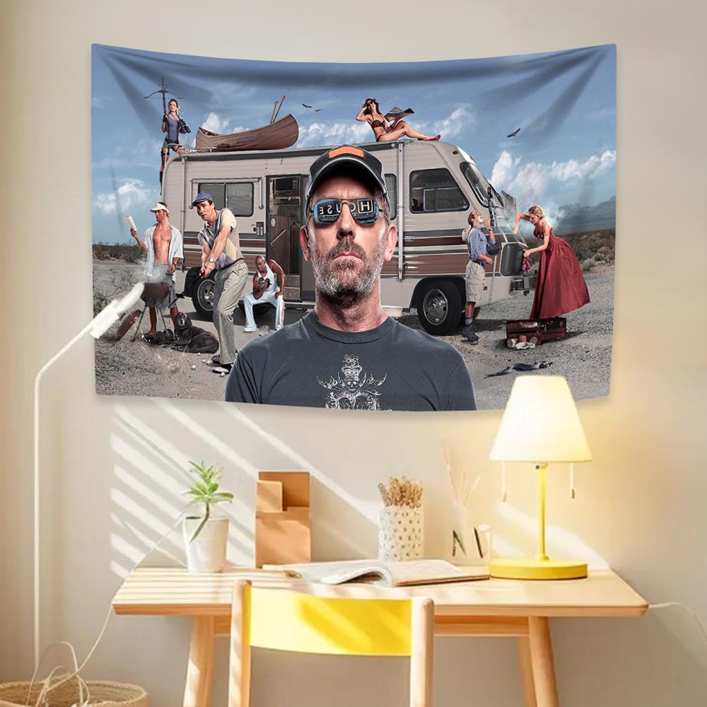 

House The Doctor Tapestry Classic TV Home Decor Wall Hanging Coverings For Bedroom Dorm Living Room Background Cloth Fans Gift 29x37in