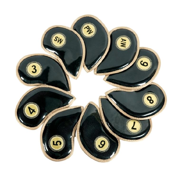 10pcs Golf Iron Head Covers Set Practical PU Leather Durable Headcover