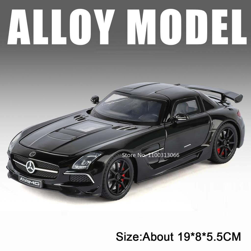 1:24 Scale Tourbillon SLS Toy Cars Models Alloy Diecast with Light Music Pull Back Miniature Sports Car Boys Educational Toys