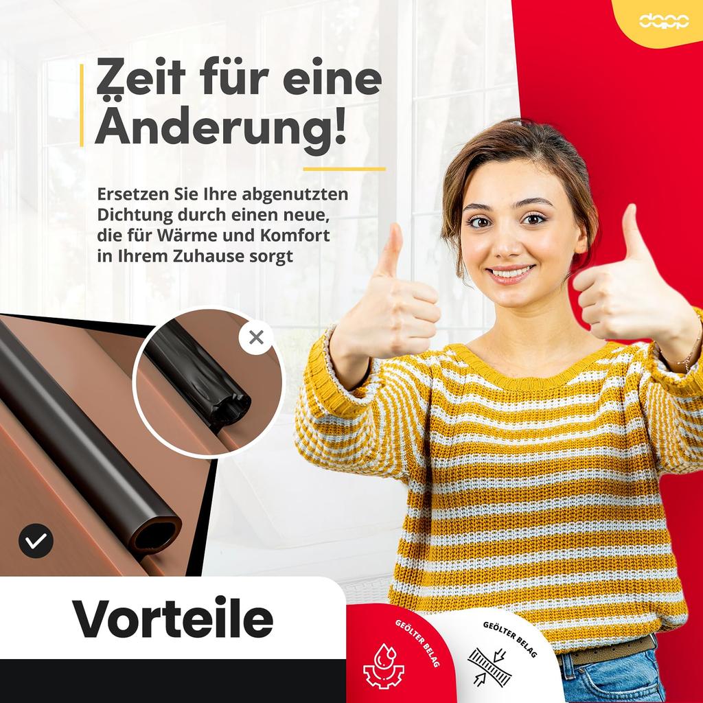 DQ-PP Fensterdichtung - Schwarz - 25 - -618 - Für KBE PVC Fenster - Gummidichtug Dichtband - Kunststofffensterdichtungen - Profildichtung Türdichtung