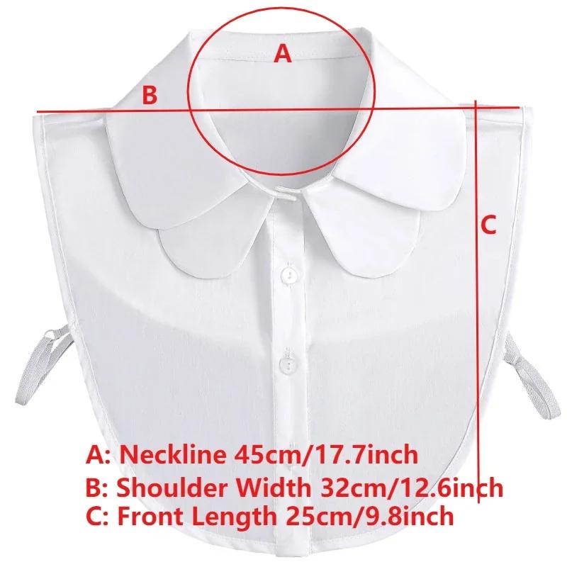 Hvit dobbeltlags chiffon rund hals falsk krage for damegenser underlag avtakbar falsk krage halsbekledning tilbehør