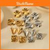 Geometric Titanium Steel Earrings For Women With Heart Shape Design And Vintage Style