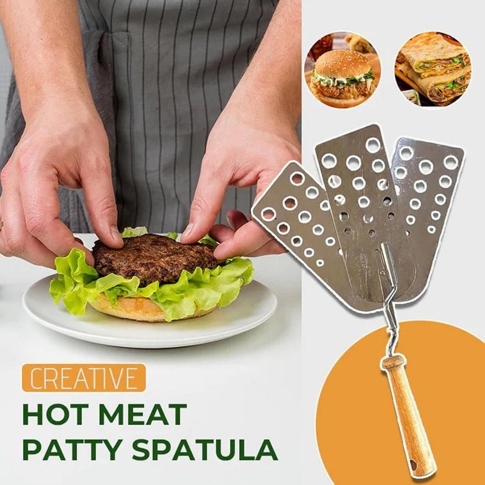 Stainless Steel Hot Meat Patty Spatula Heat Resistant BBQ Spatula New Burger Flip Smasher  Kitchen