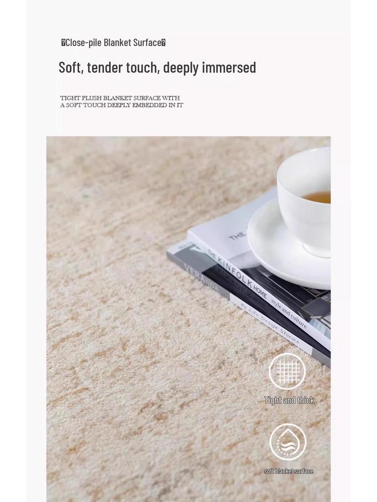 Retro Faux Cashmere Thickened Bedside Rug - Absorbent Bedroom, Bay Window, and Sofa Floor Mat