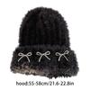 Girls Slouchy Beanie with Metal Bowknot Decals Winter Student Outdoor Cycling Skiing Climbing Hat Cold Weather Hat