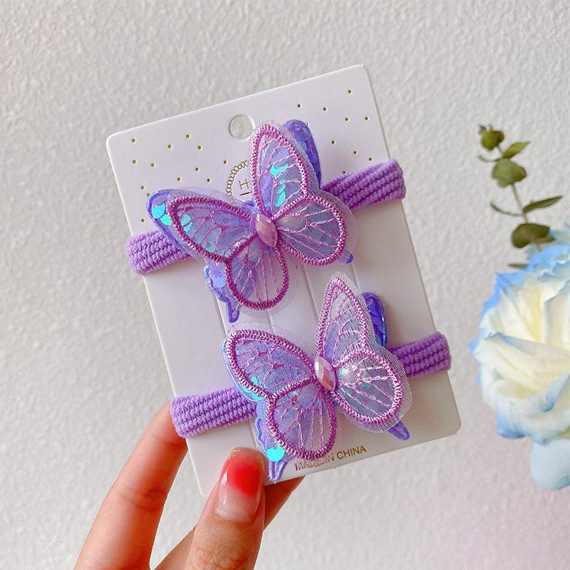 2PCS New Sequin Embroidery Double Layered Butterfly Girls Lovely Hairpins Children Headwear Hairgrip Hair Clips Hair Accessories