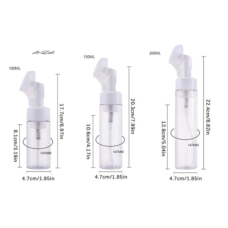 Empty Froth Foaming Pump Bottle 100/150/200ml with Silicone Brush Head Press Type Face Cleaning Foam Bottle for Bath And Beauty