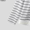 INCERUN Men Lapel Neck Long Sleeve Striped Patchwork Casual T-shirts Tops