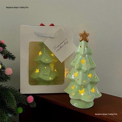 Ceramic Christmas Tree Night Light Ornament - Graduation, Birthday, Bestie Gift for Girls, Student Decor
