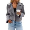 Women's Fashionable, Elegant, -color, Long-sleeved, Short Woolen Coat With A Turned-up Collar