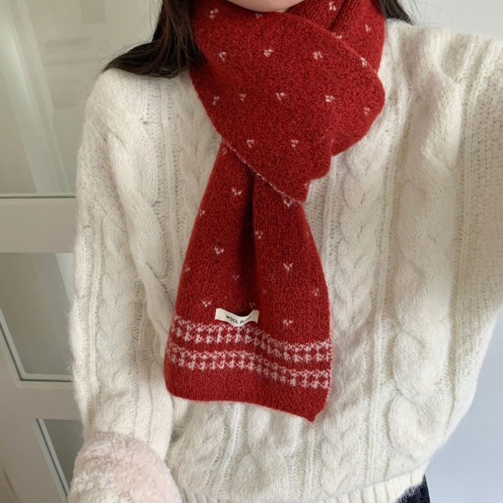 Retro Knitted Scarf 160×22cm Winter Scarf Versatile Ladies Wool Scarf