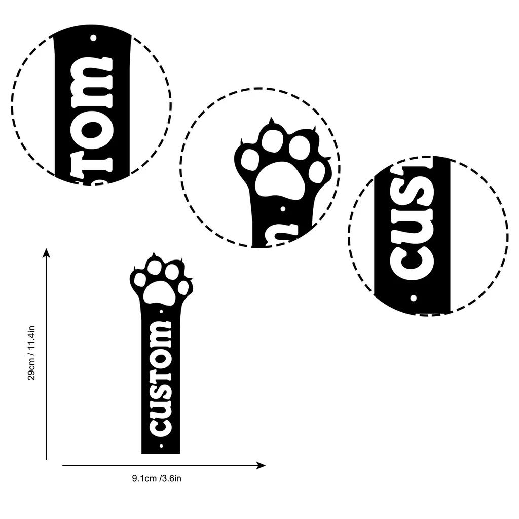 Custom Dog Paw Address Metal Sign, House Number Plaque, Garden Stake Decor