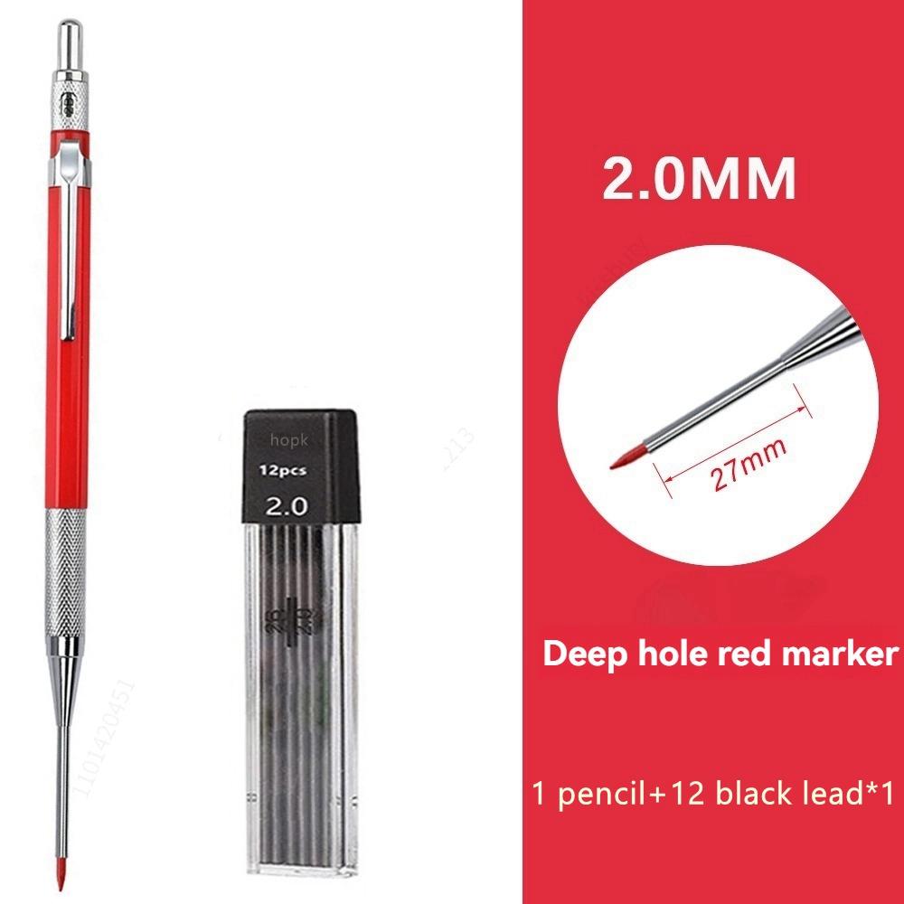 30mm Deep Hole Long Nib Mechanical Pencil Set Solid Carpenter Woodworking Tools 2.0mm 12 Colors Refill Construction Tools