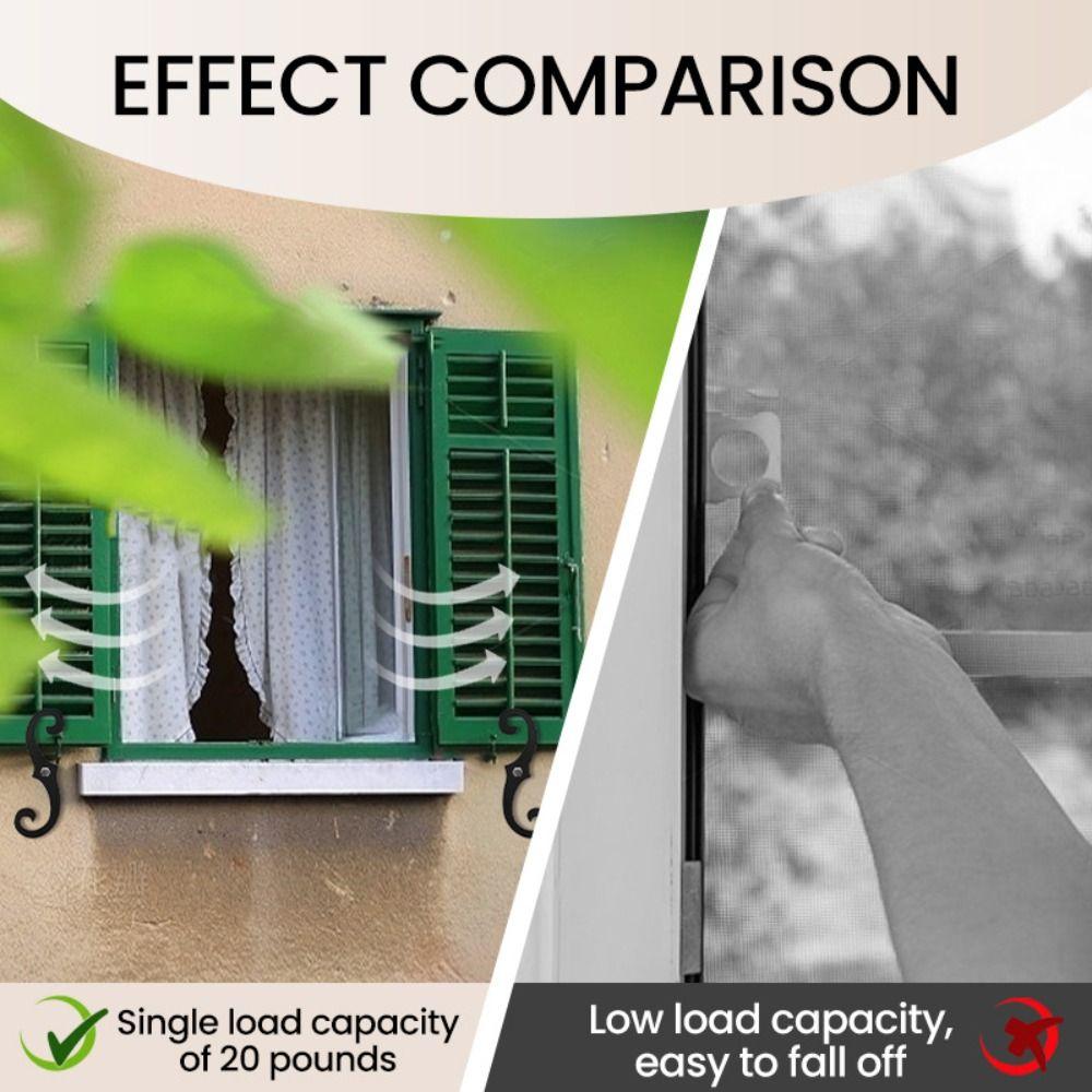 

S-Shape Design Cast Iron Shutter Fasteners Cast Iron Material Rustproof Coating Decorative Shutter Dogs Pack of 2 Black
