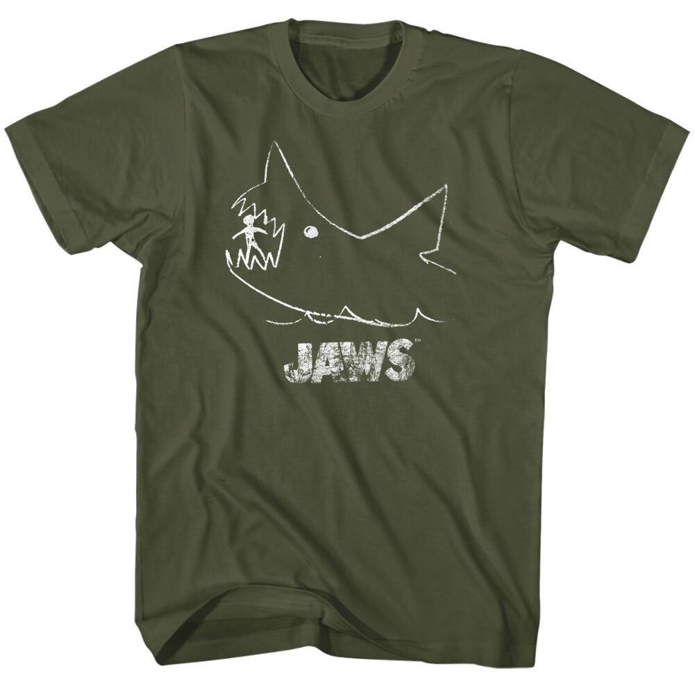 Jaws 70 Thriller Movie Shark Made Of Chalk Chalkboard Shark Men T Shirt L