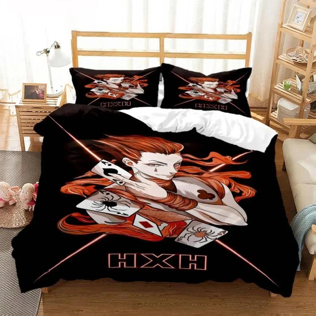 Hunter×Hunter Bedding Set Exquisite Bed Supplies Set Cartoon Anime Duvet Cover Bed Comforter Set Bedding Set Birthday Gift