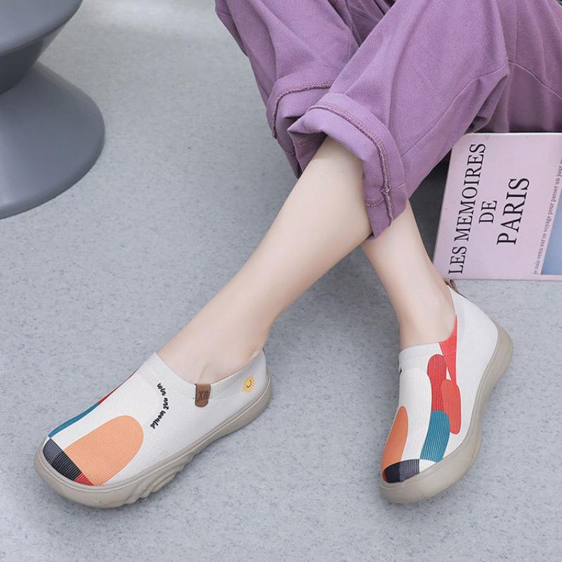 Trendy Casual Shoes 2024 New Painted Soft Surface Thick Sole Anti Slip Casual One Foot Shoes for Women Zapatillas De Deporte