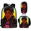 2023 African Girl Backpack 3pcs/set Students Boys Girls Schoolbag Pen Bag Lunch Bag Fashion Feminina Notebook Backpack