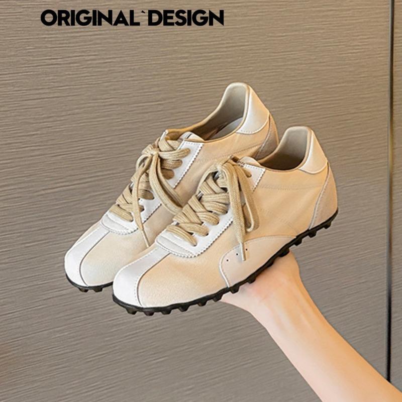 New retro style color matching women's versatile and thin soft-soled casual sports little white shoes